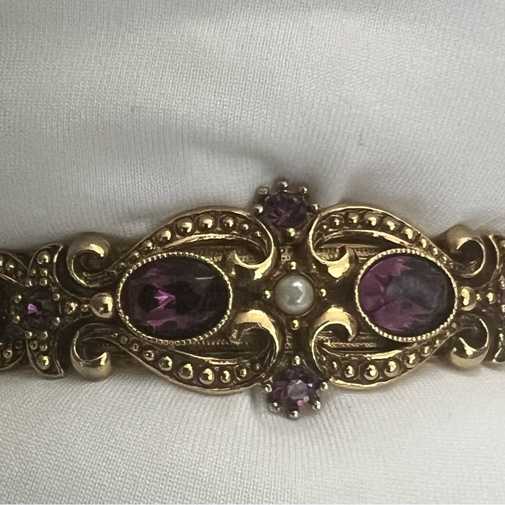 Vintage Avon Gold and Purple Ornate Bracelet